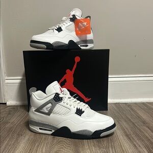 Nike Air Jordan 4 Retro White and Black Sneakers “Cement “
